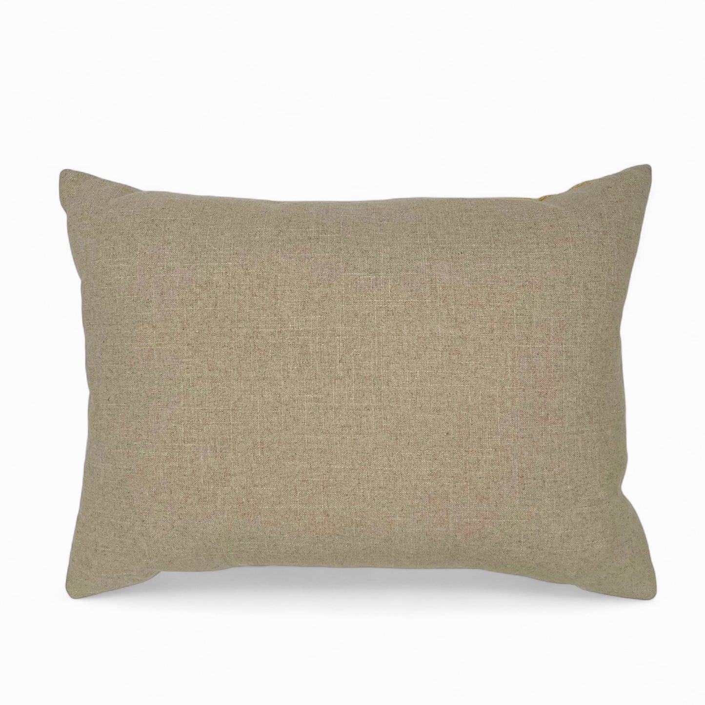 Pillow in vintage yellow embroidered Silk Burette and natural back