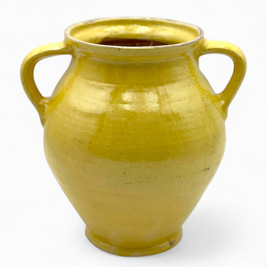 Handmade yellow glazed terracotta jug/urn