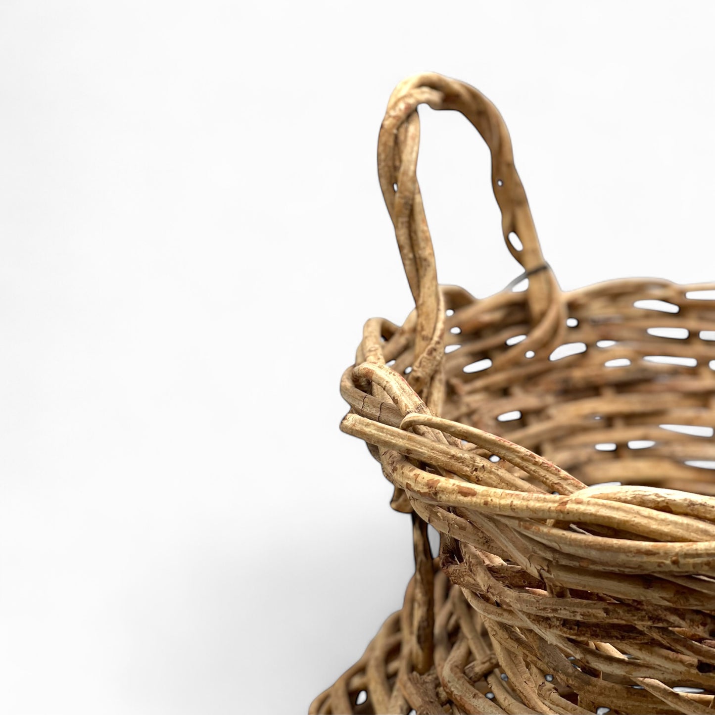 Vintage handmade large wicker basket