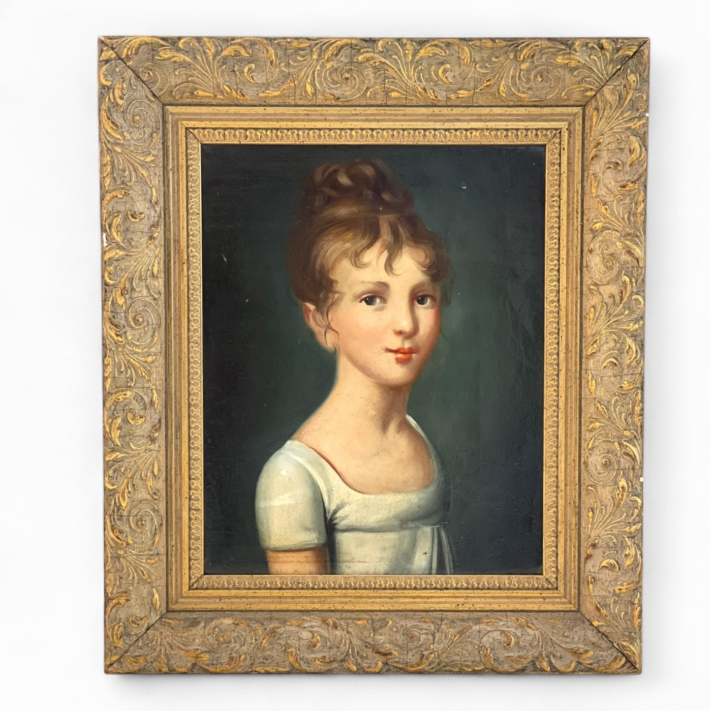 Pair of antique French portraits