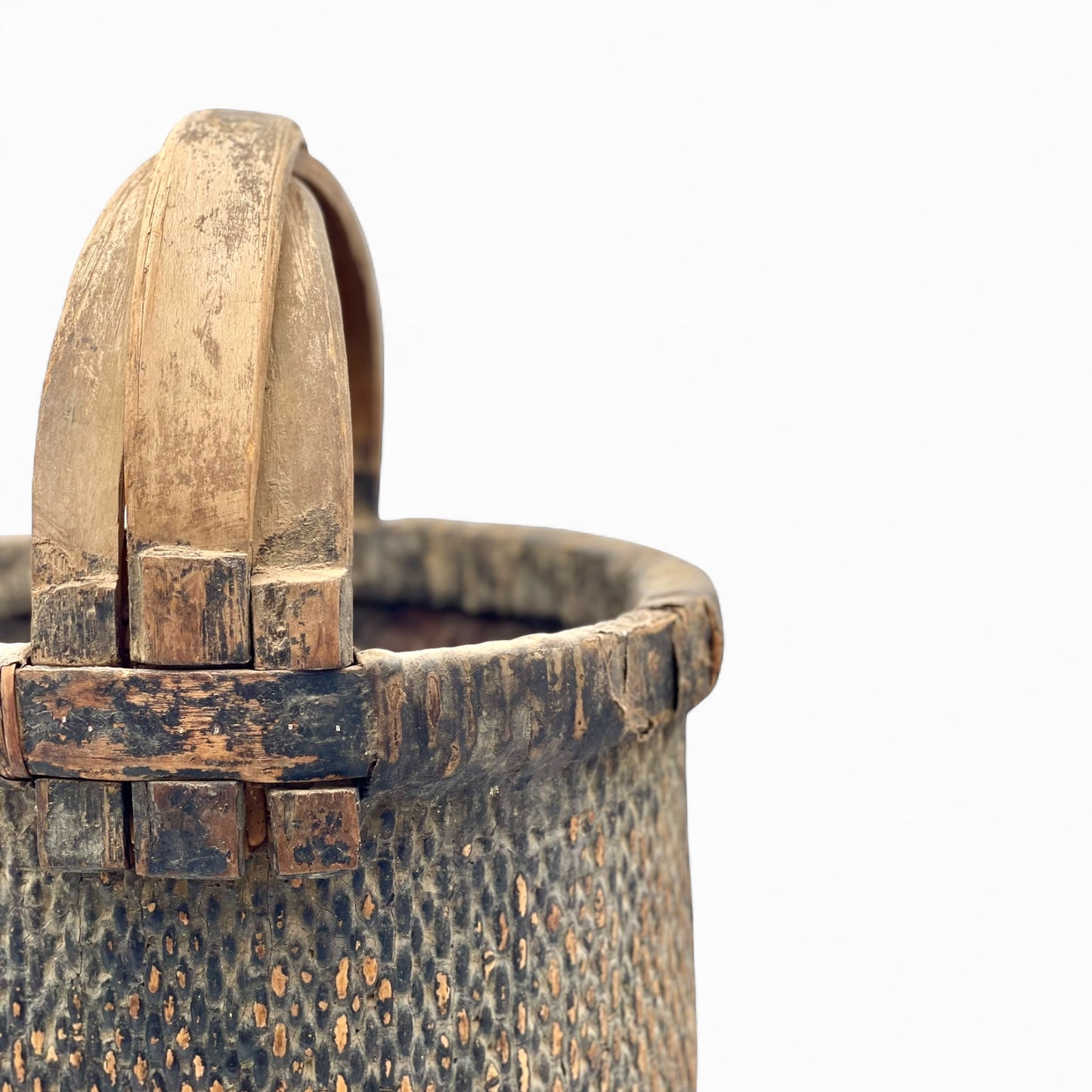 Antique Asian tall woven basket