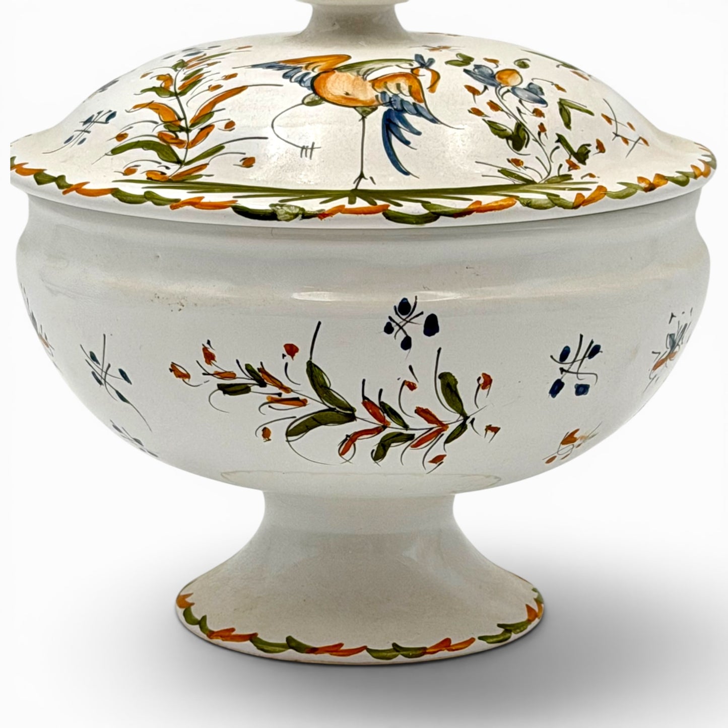 Antique Moustier faience lidded tureen