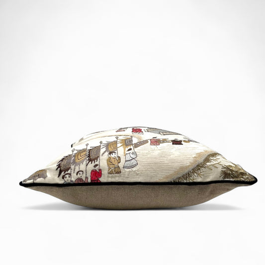 Pillow made with embroidered “Nina Campbell” linen