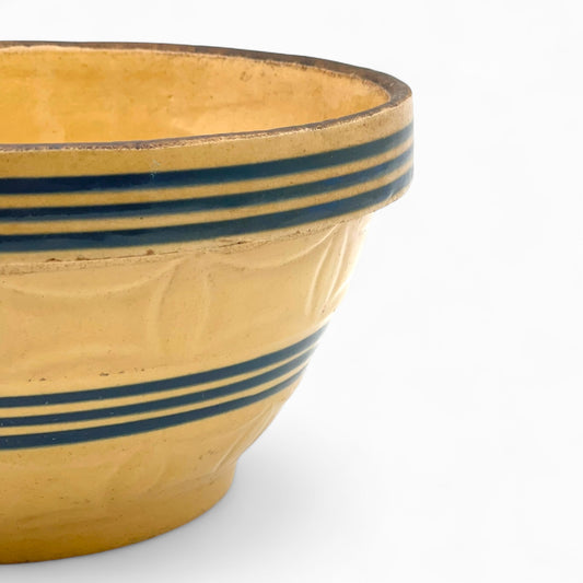 Antique blue stripes ornate mixing bowl