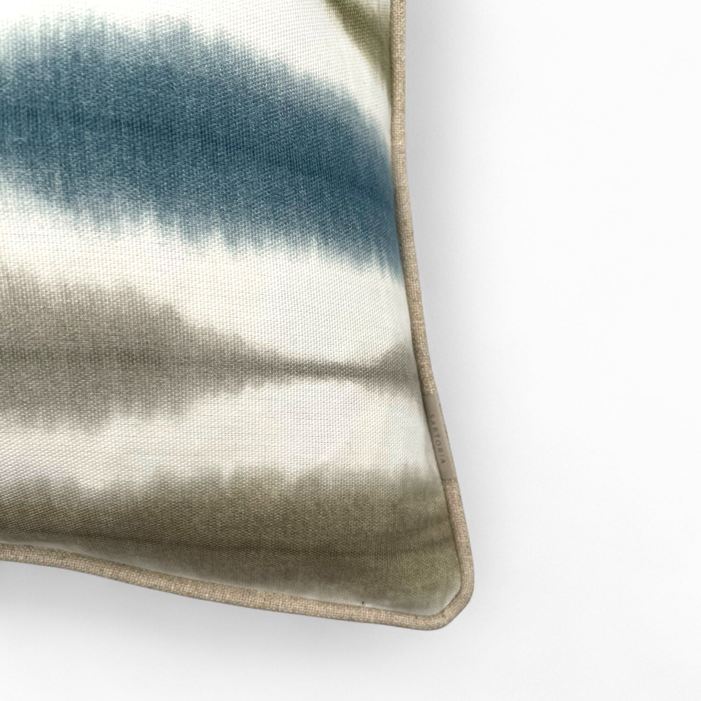 Pillow in English blue waves fabric with indigo Italian linen back