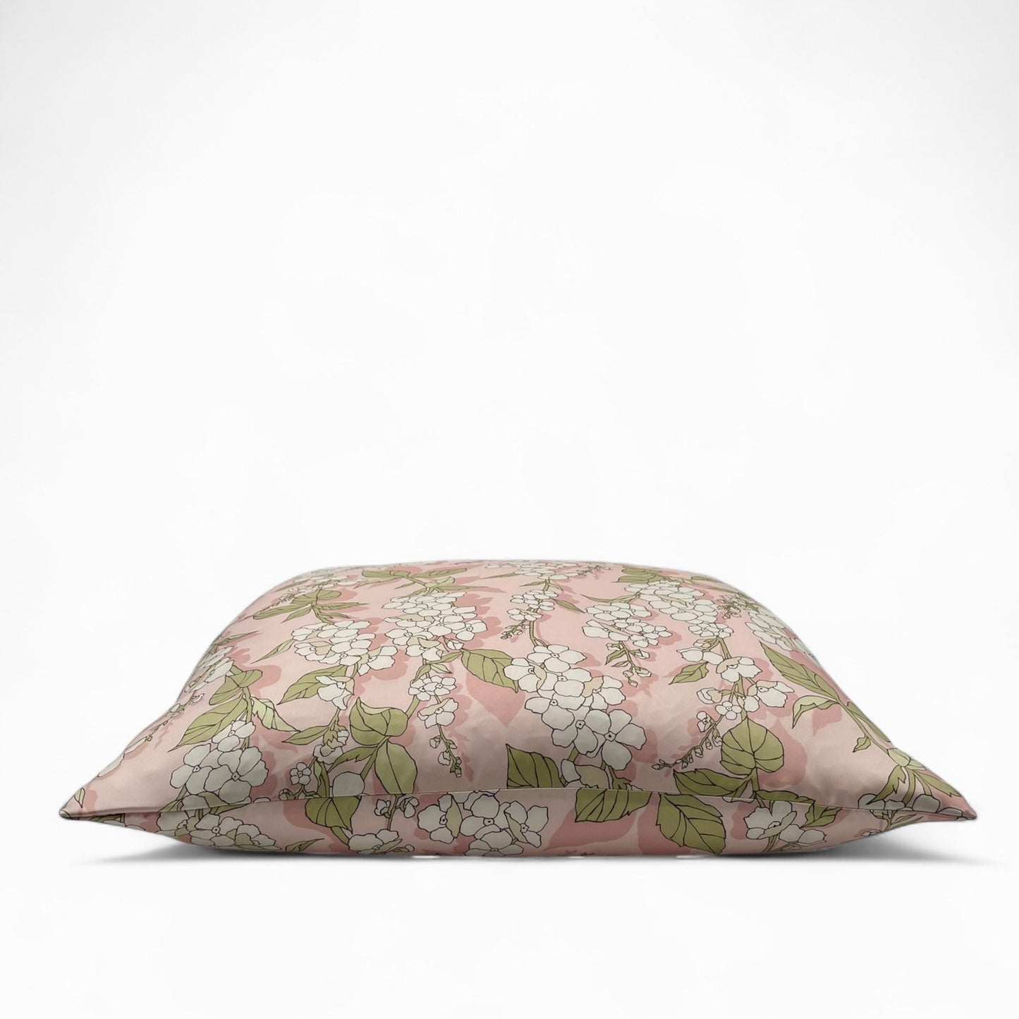 Pillow in vintage 100% Italian Como silk twill “pink flowers branch”