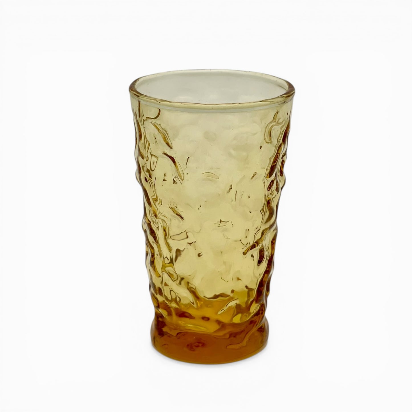 Set of seven vintage honey amber juice glasses