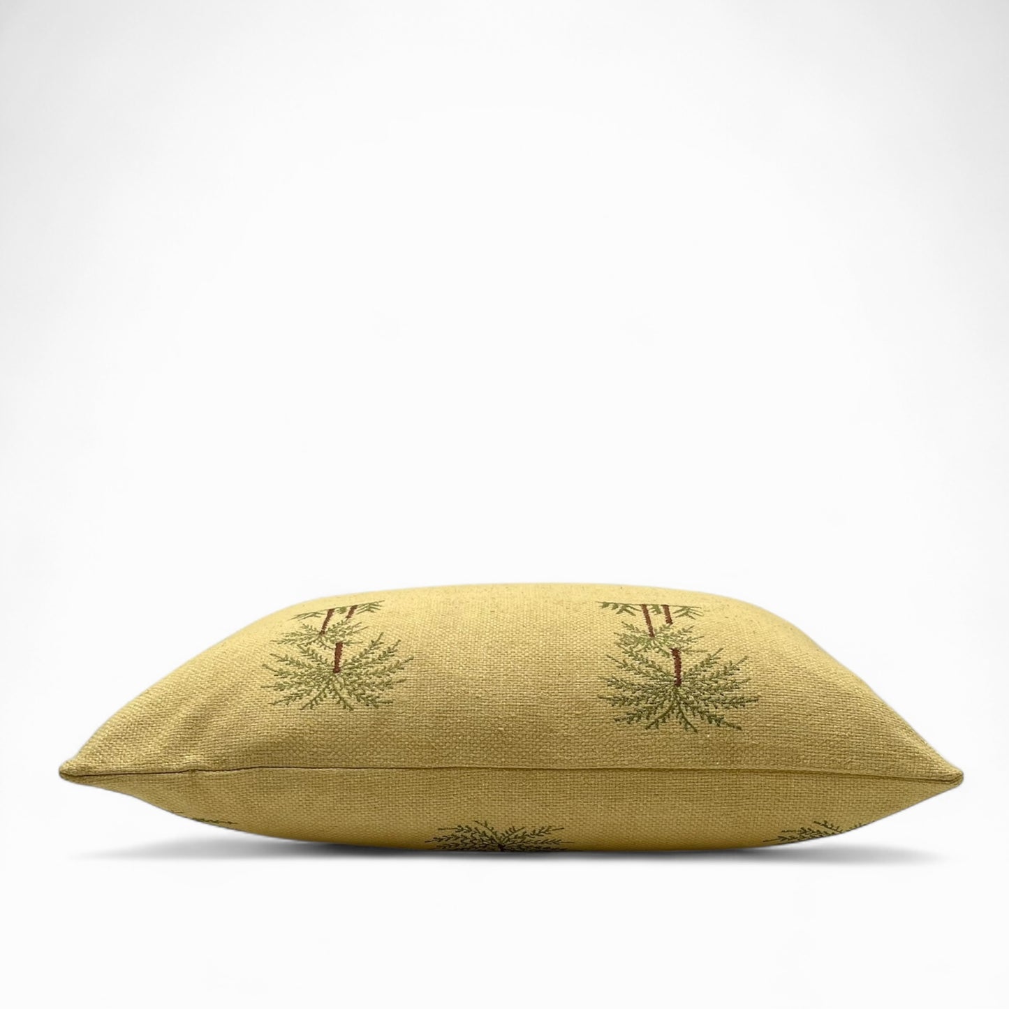 Pillow in vintage yellow embroidered Silk Burette