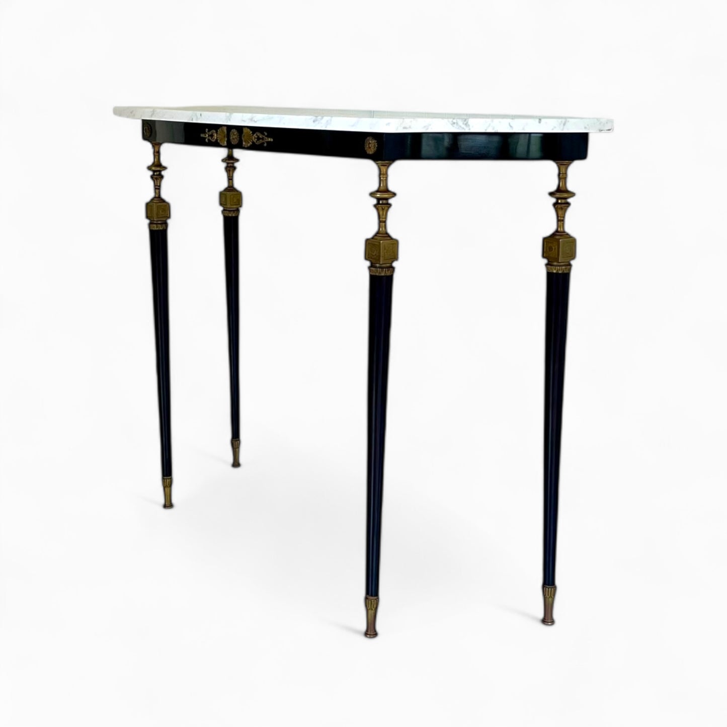 Vintage Italian console table with white Carrara marble top