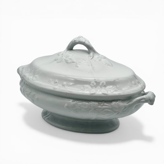Antique white ironstone tureen
