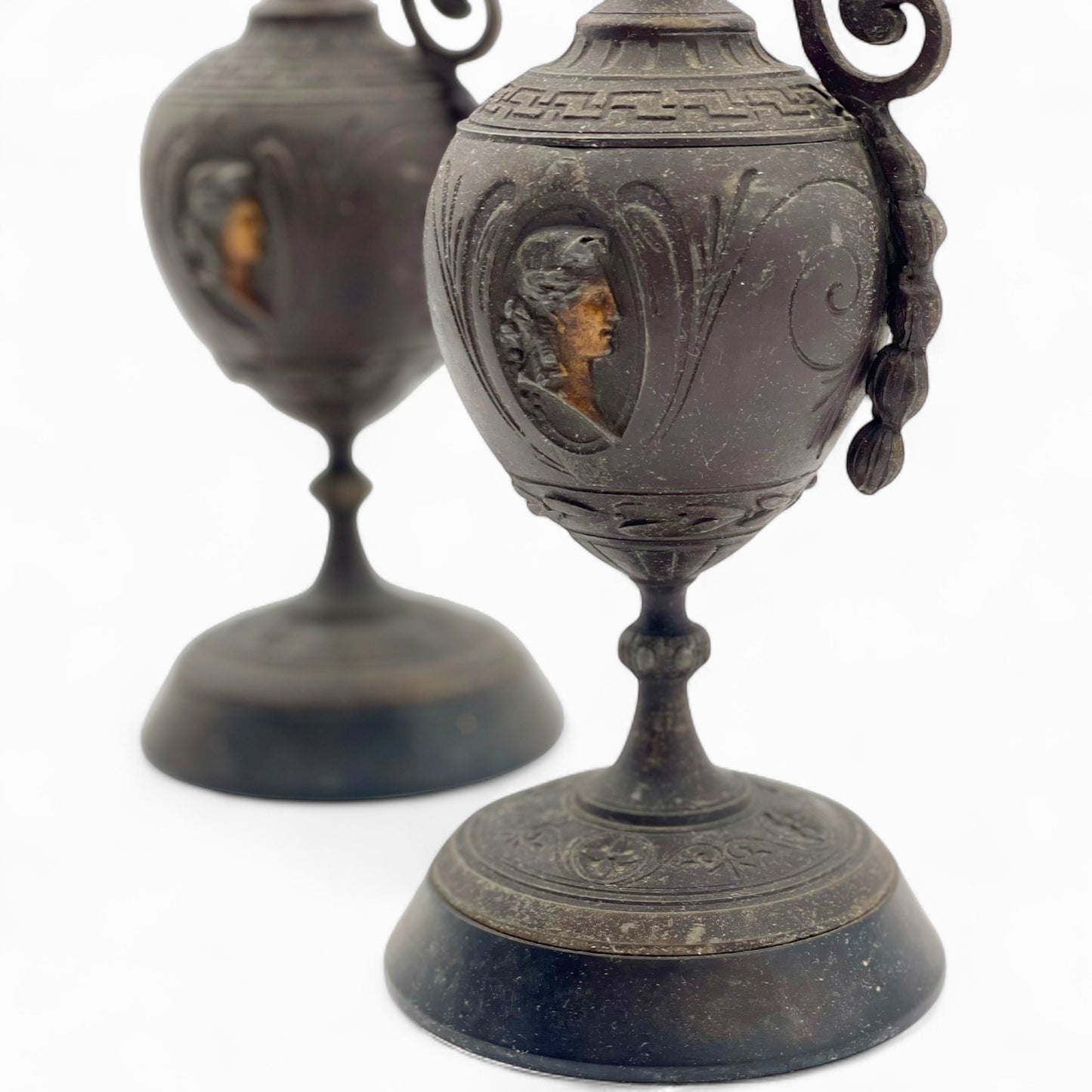 Pair of Antique decorative spelter ewers