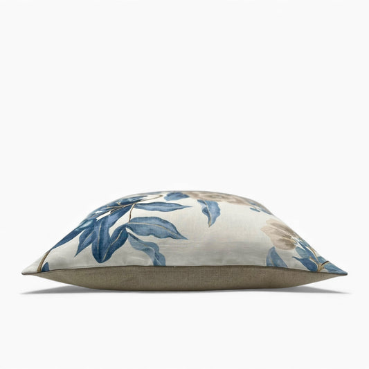 Pillow made with white and blue Anna French fabric