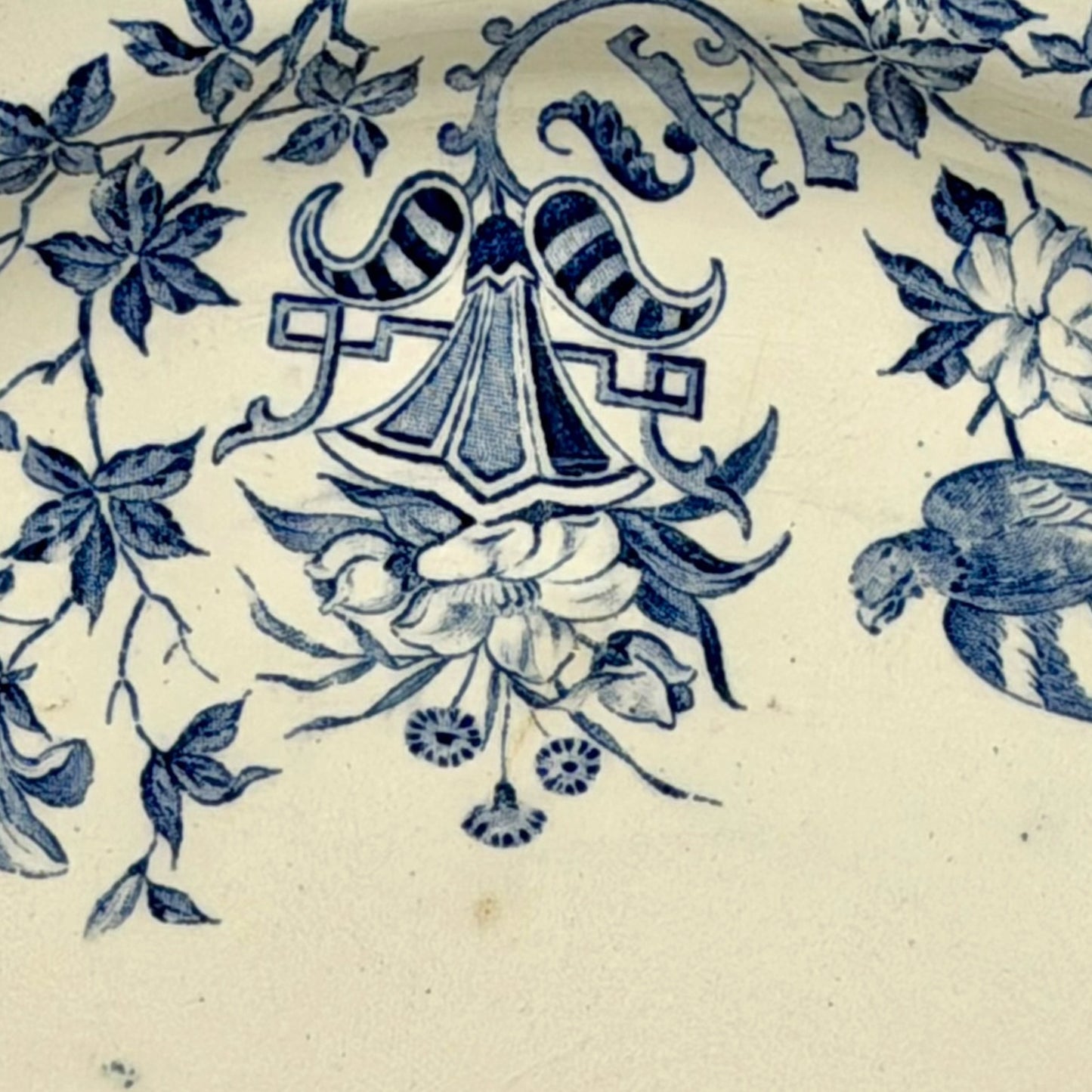 Antique Creil et Montereau blue and white serving plate