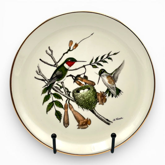 Rare Set of eight hand colored salad/dessert plates - by Delano Studios NYC