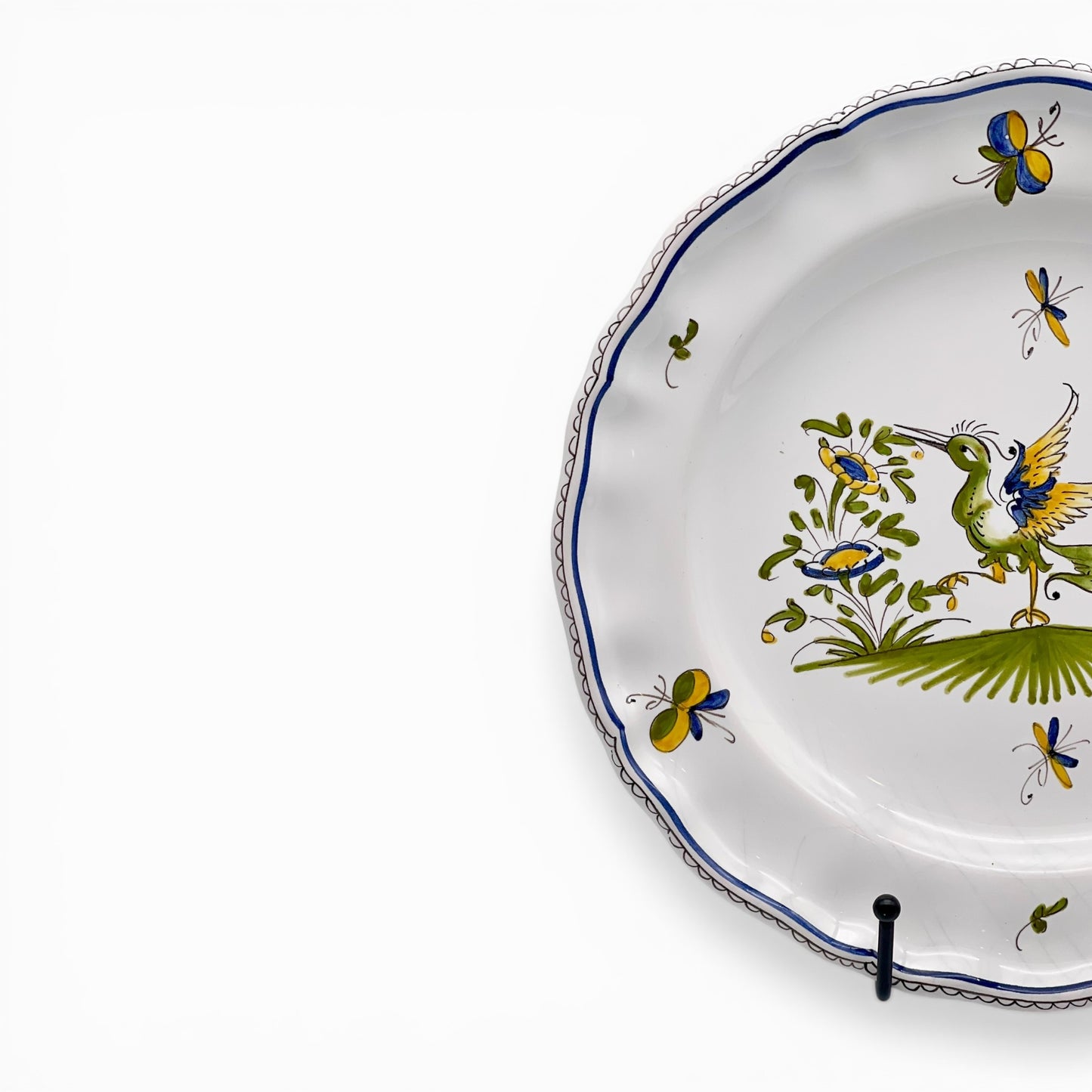 Hand-painted French faience decorative plate