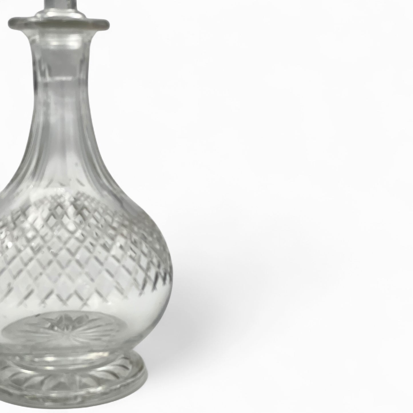 Set of 2 mid century port wine cut crystal glasses and decanter