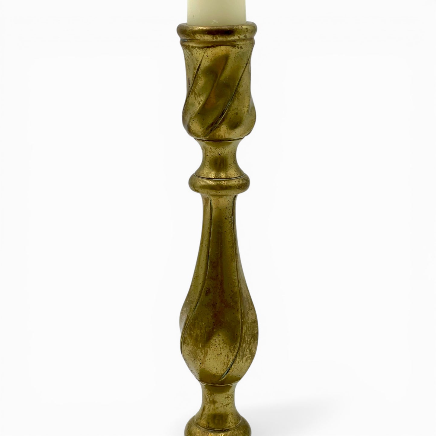 Pair of vintage brass candlesticks with twisted stem