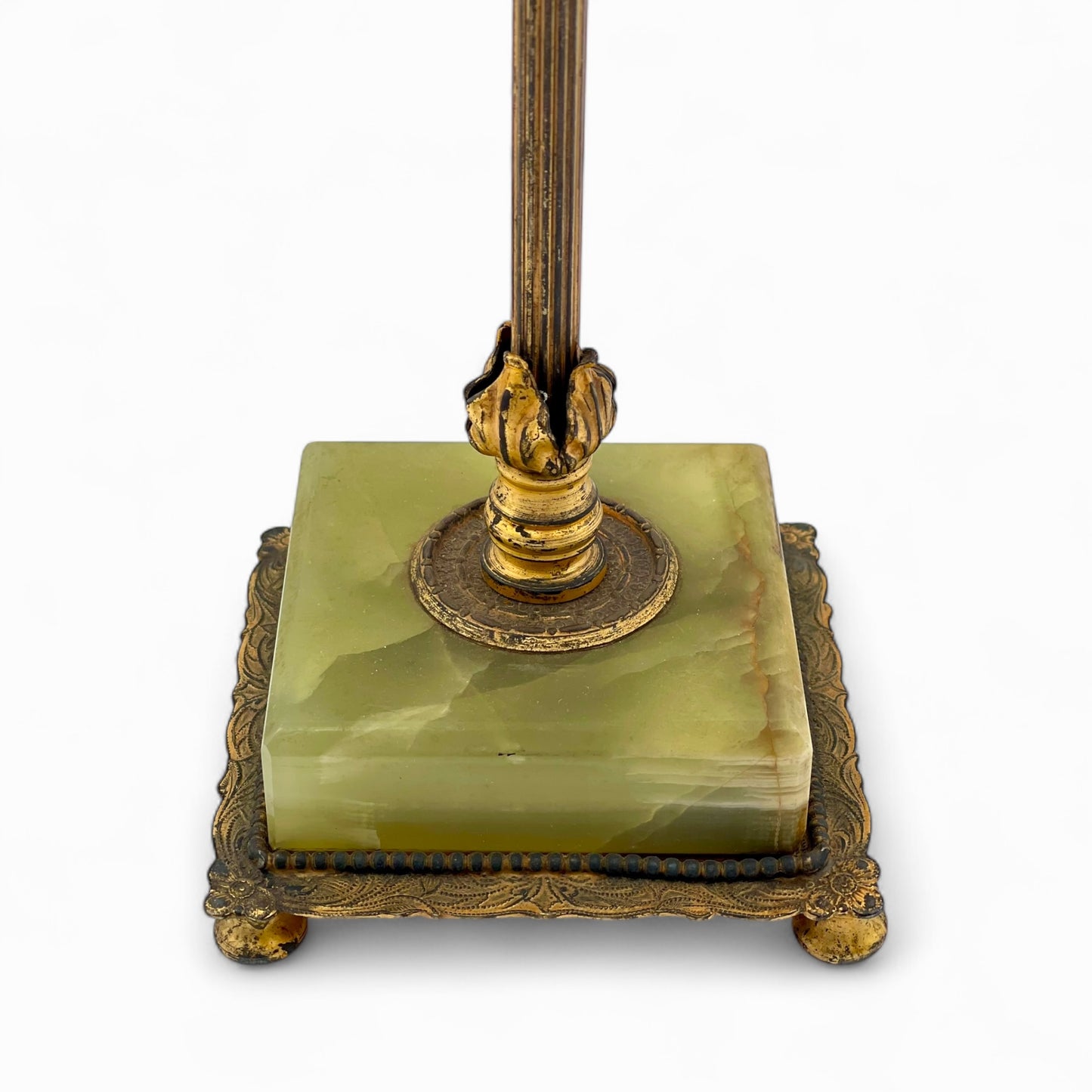 Art Deco gilt-metal and green onyx table lamp