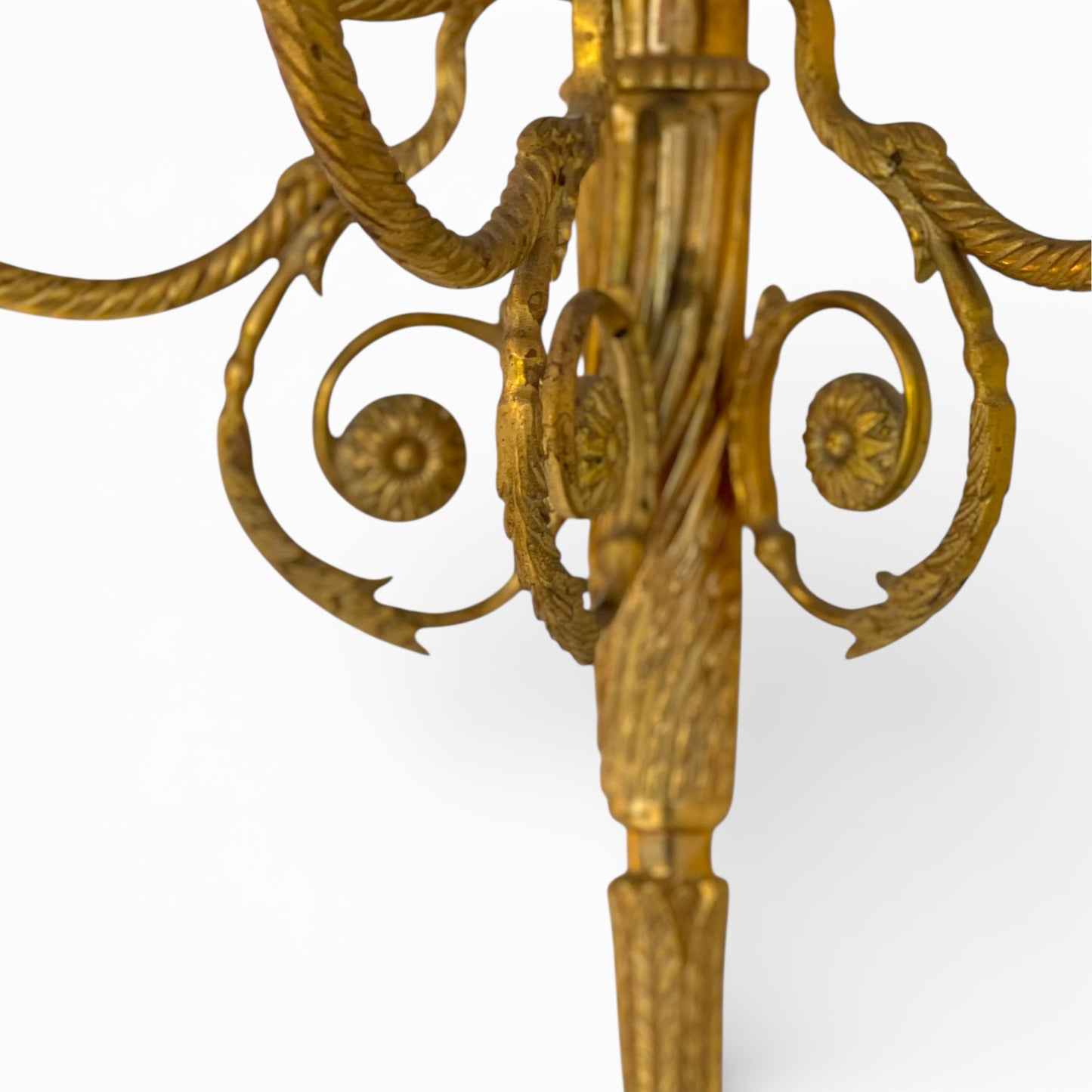 Pair of vintage French gilded bronze five-arm wall sconces
