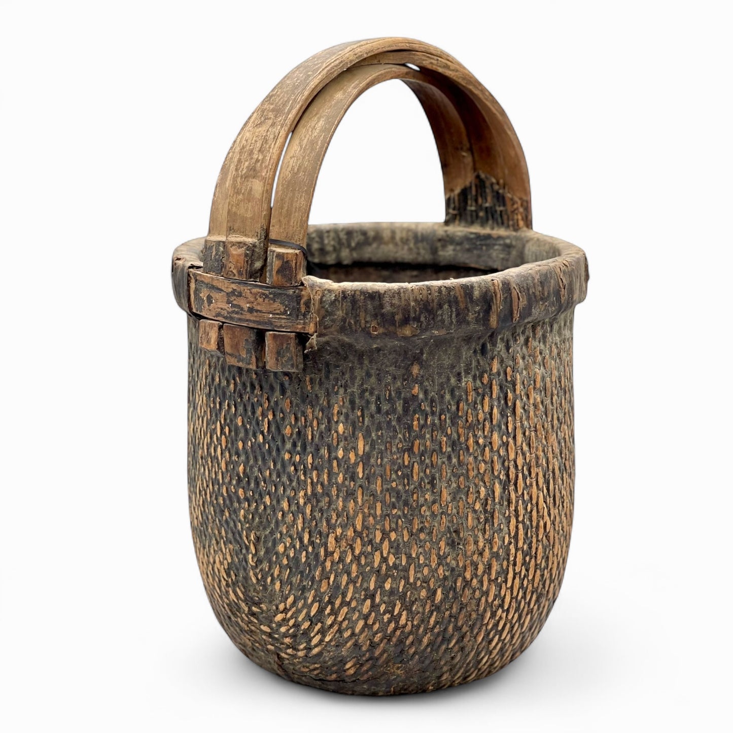 Antique Asian tall woven basket