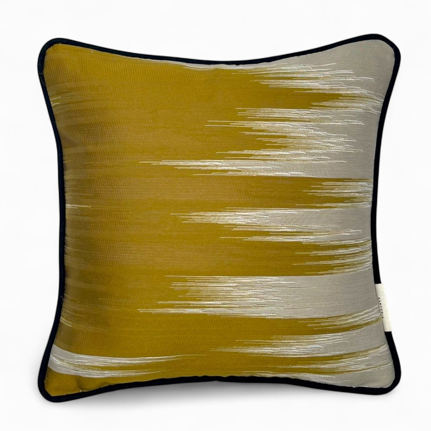 Pillow made with vintage mustard and beige fabric