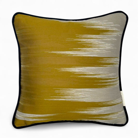 Pillow made with vintage mustard and beige fabric