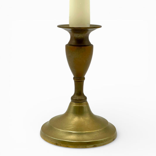 Vintage brass candlestick with turned stem