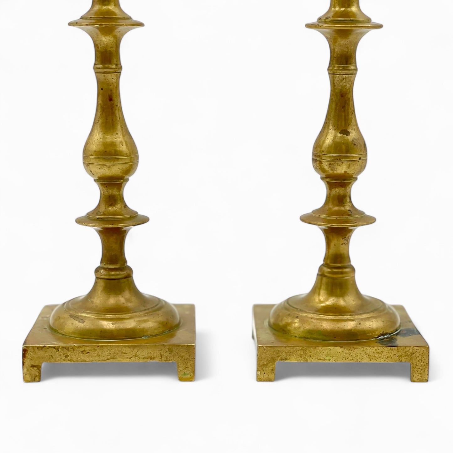 Pair of antique English brass candlesticks