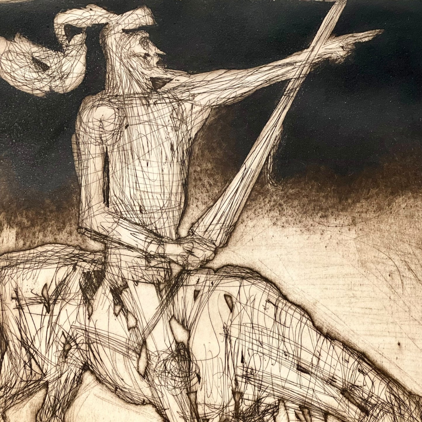 “Don Quixote” artist’s proof etching by Irving Amen