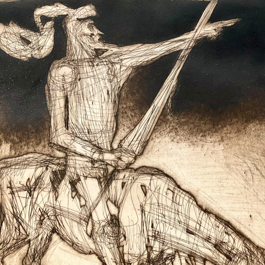 “Don Quixote” artist’s proof etching by Irving Amen