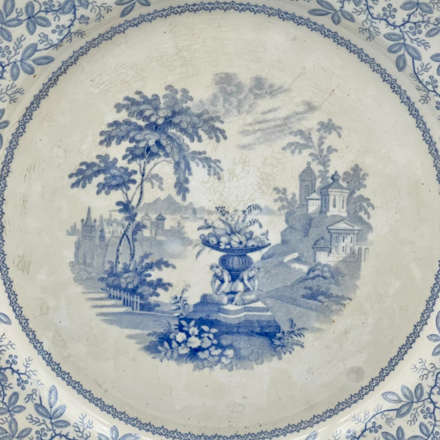 Antique English plate with landscape motifs