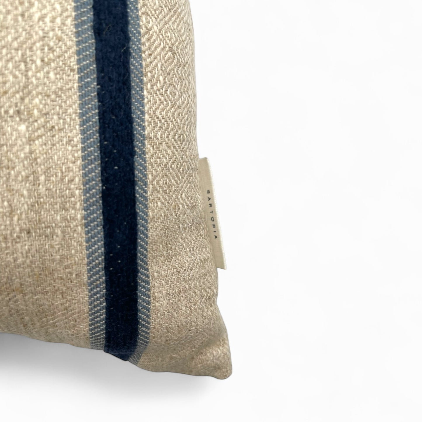 Pillow with velvet stripes