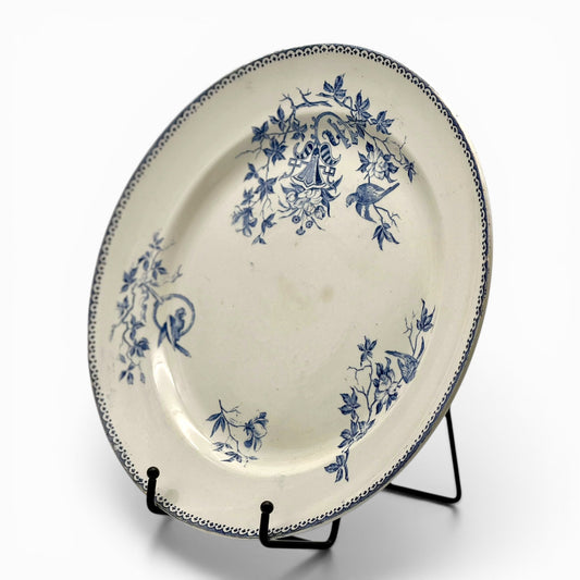 Antique Creil et Montereau blue and white serving plate