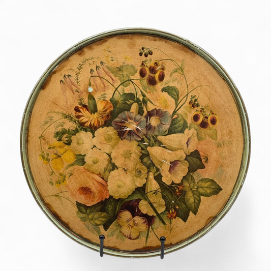 Decorative vintage floral metal tray