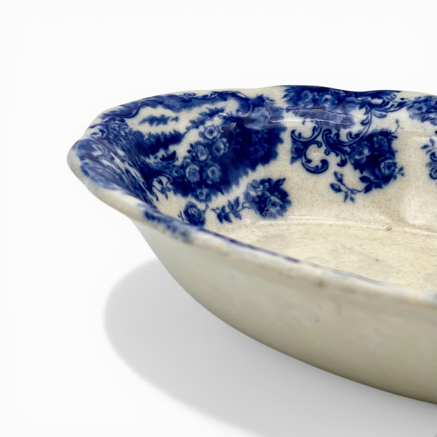 Antique Flow Blue oval serving bowl