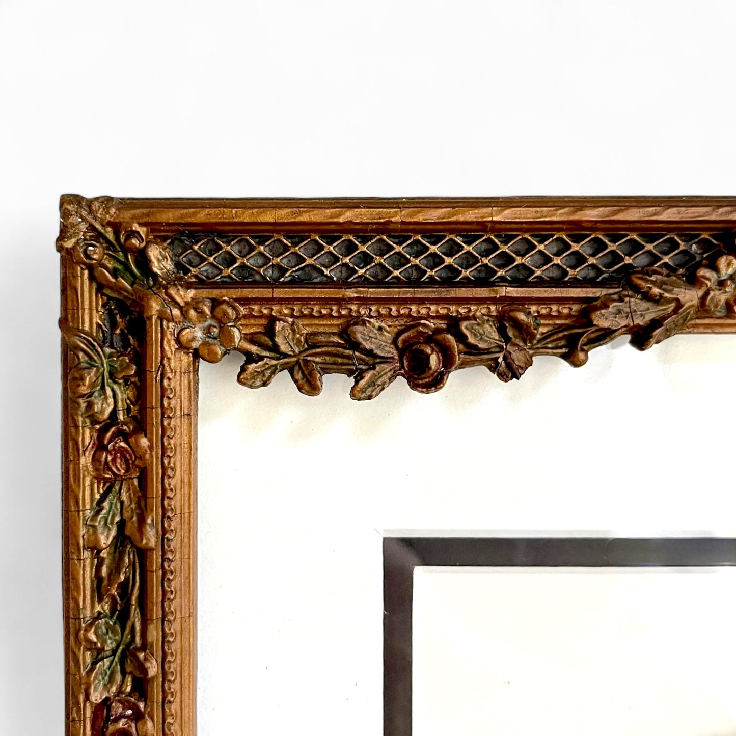 Vintage hand cut silhouette in Antique wood hand carved frame