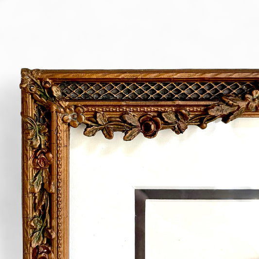 Vintage hand cut silhouette in Antique wood hand carved frame