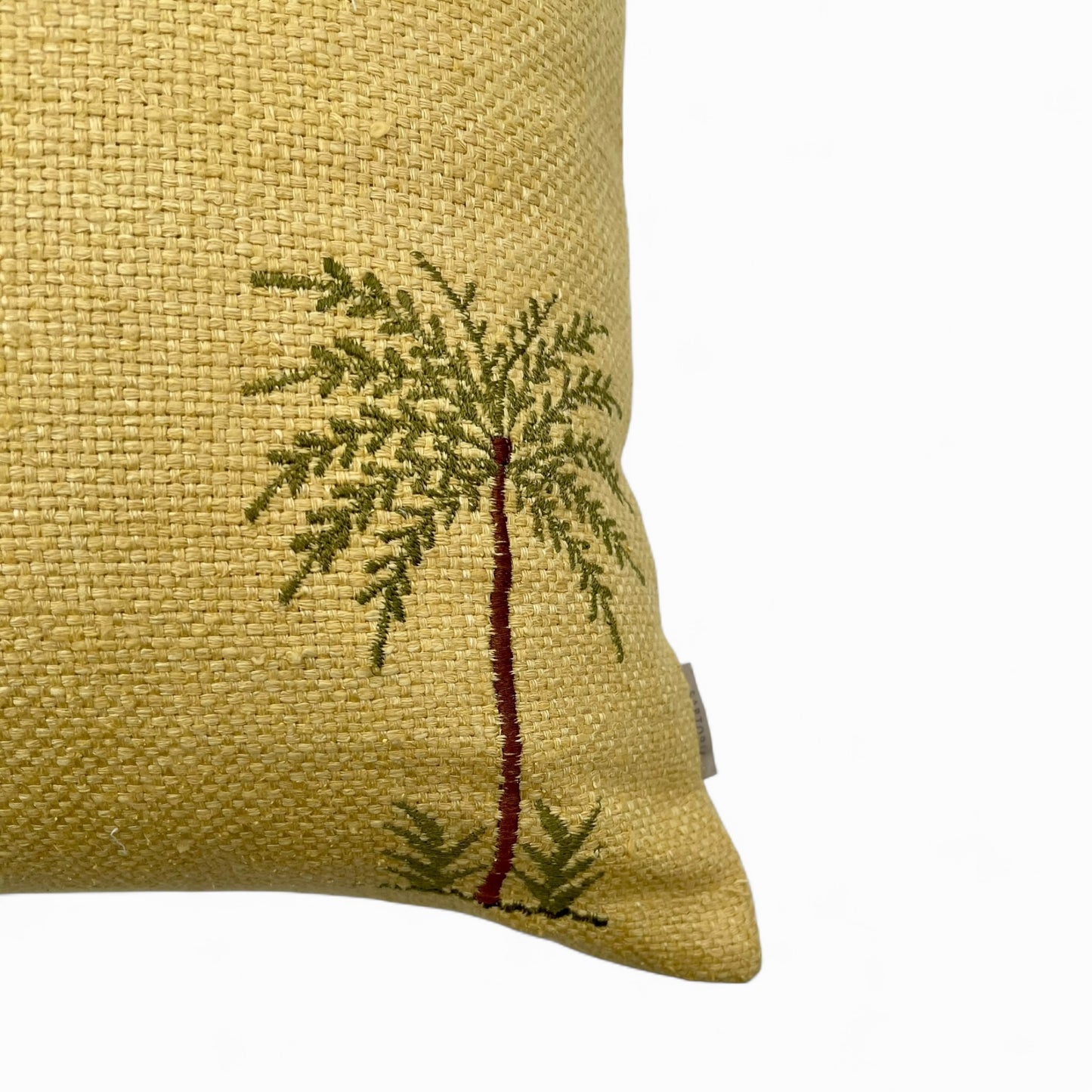 Pillow in vintage yellow embroidered Silk Burette