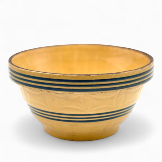 Antique blue stripes ornate mixing bowl