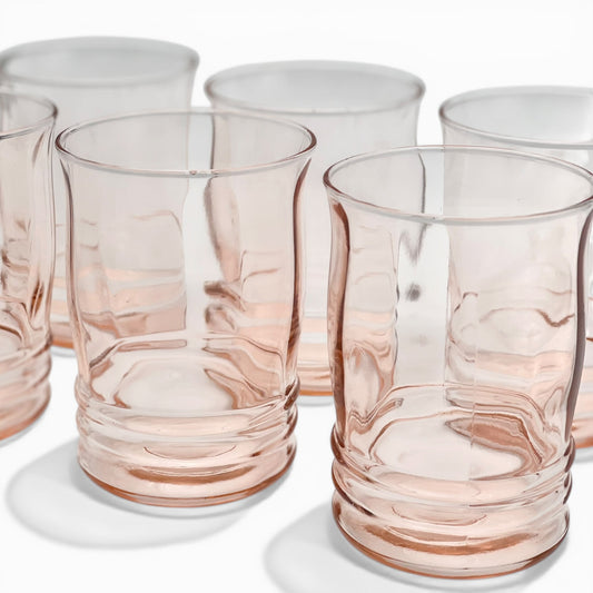 Set of six vintage pink glass tumblers