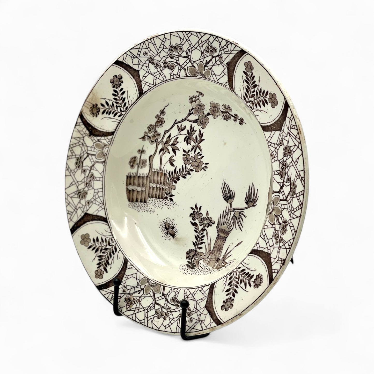 Antique 1880-1900 brown transferware plate