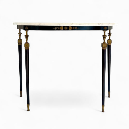 Vintage Italian console table with white Carrara marble top