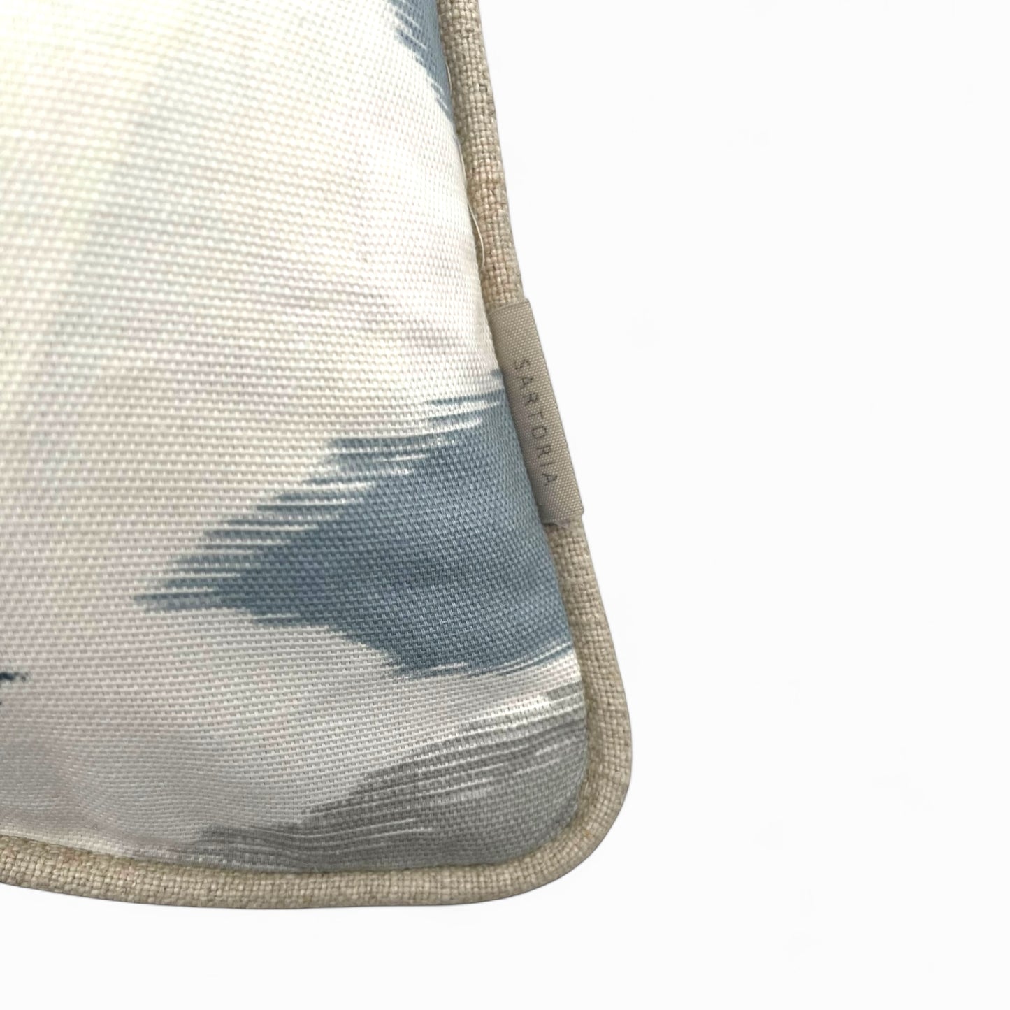 Pillow in English blue floral fabric with indigo Italian linen back