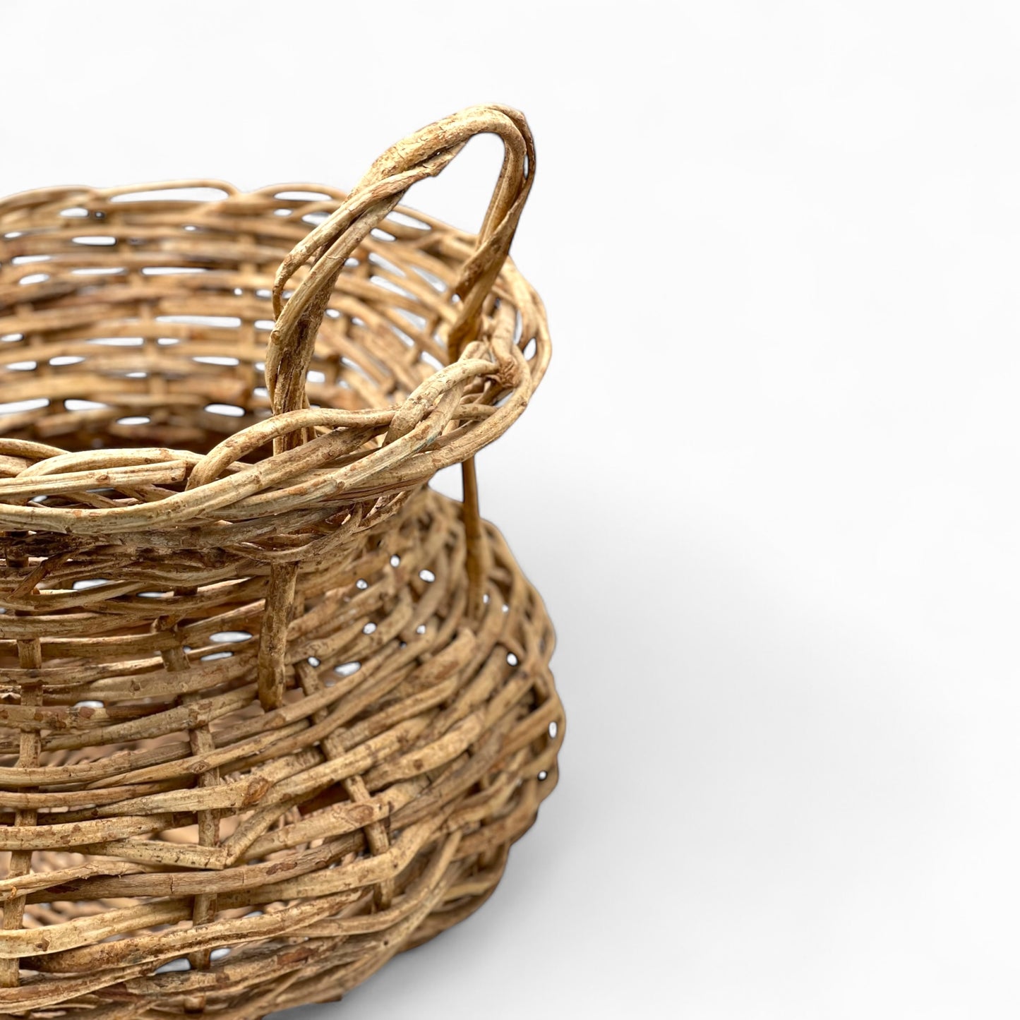 Vintage handmade large wicker basket