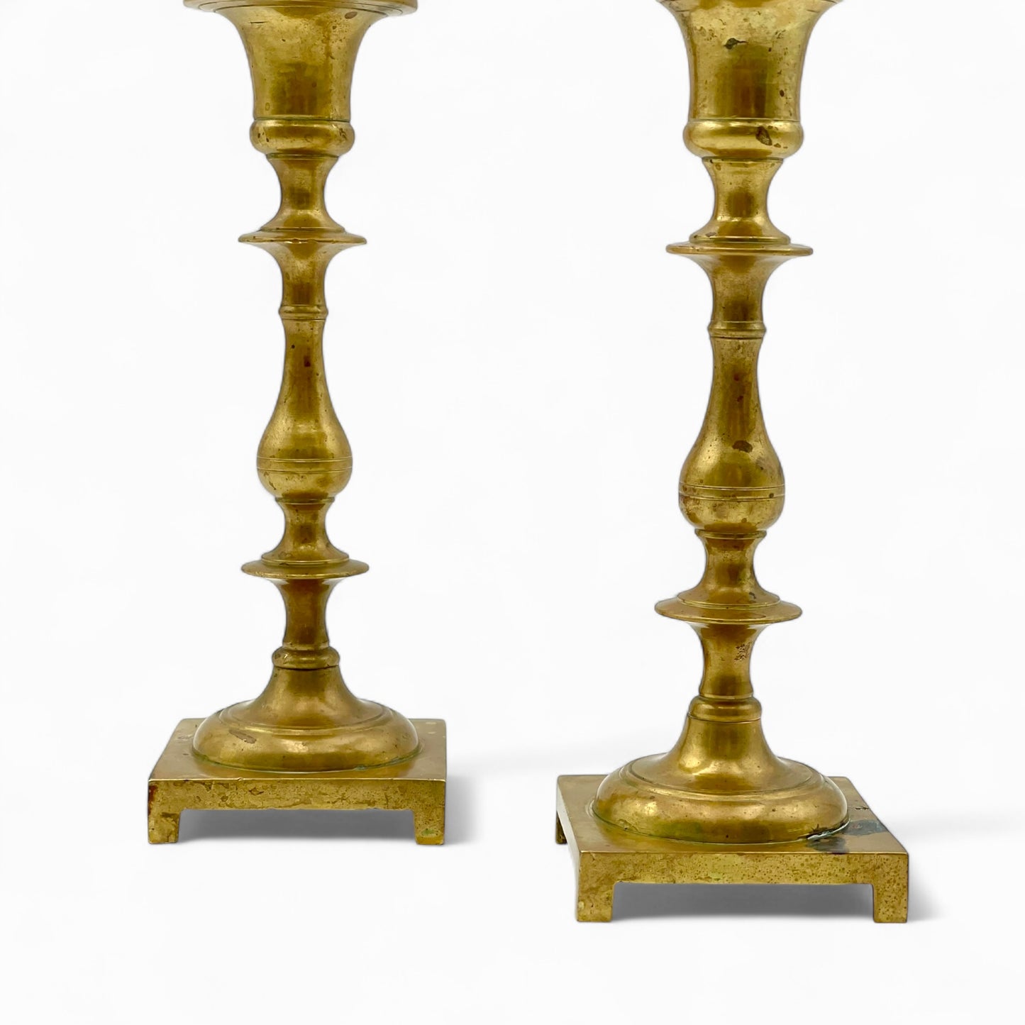 Pair of antique English brass candlesticks
