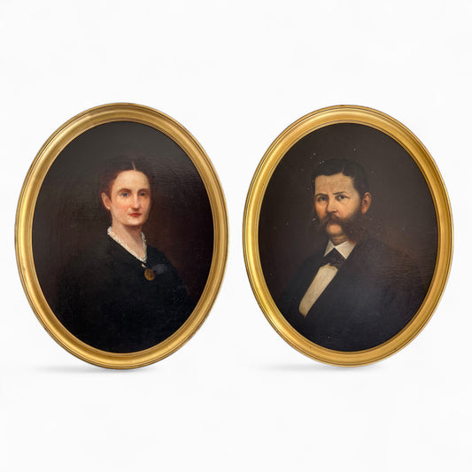 Pair of oval portraits - mid 1800’s - Unknown Artist