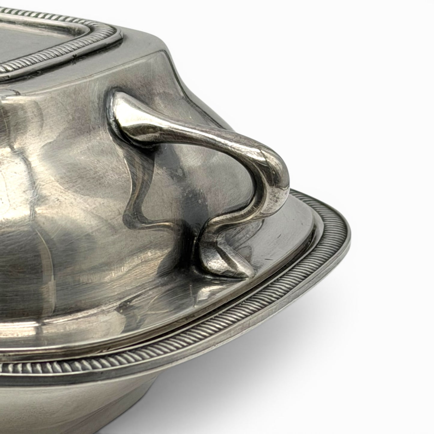 Silver-plated dish with lid and handles