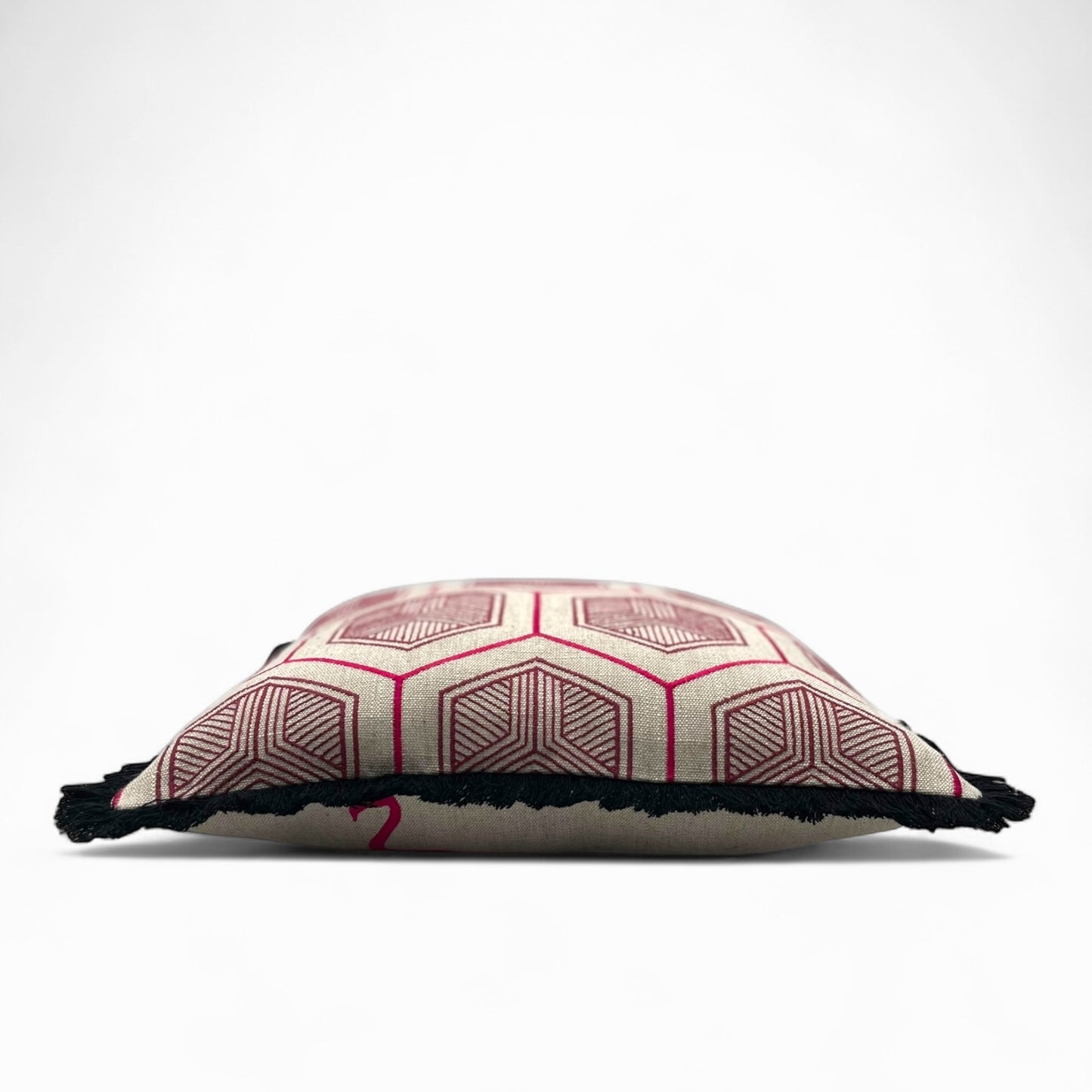 Pillow made with embroidered viscose and linen