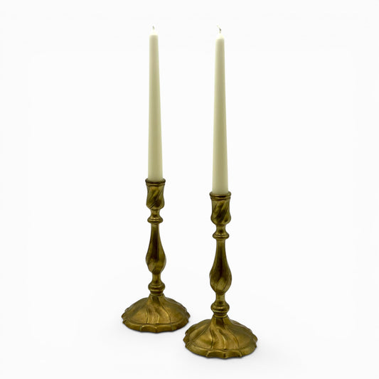 Pair of vintage brass candlesticks with twisted stem