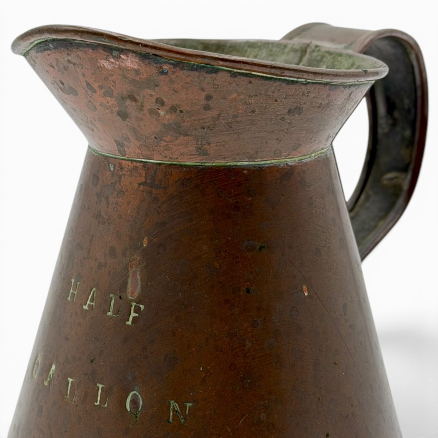 Antique copper half-gall on haystack pitcher